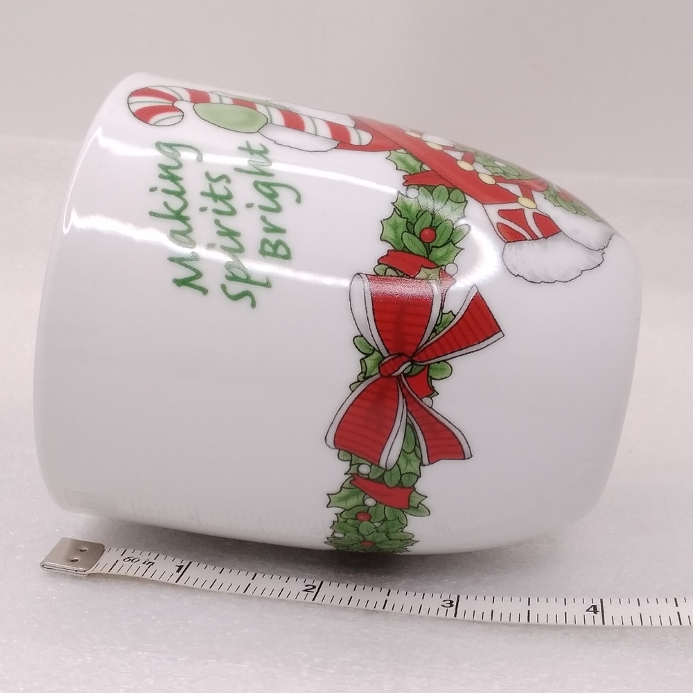Fitz & Floyd Santa MUG Christmas 'Making Spirits Bright' 12 oz Cup Candy Cane - Picture 6 of 12